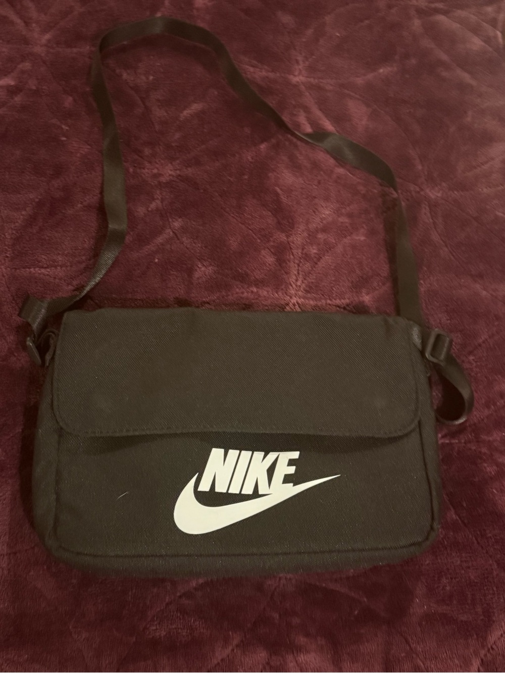 Nike Black Crossbody Messenger Bag with White Logo